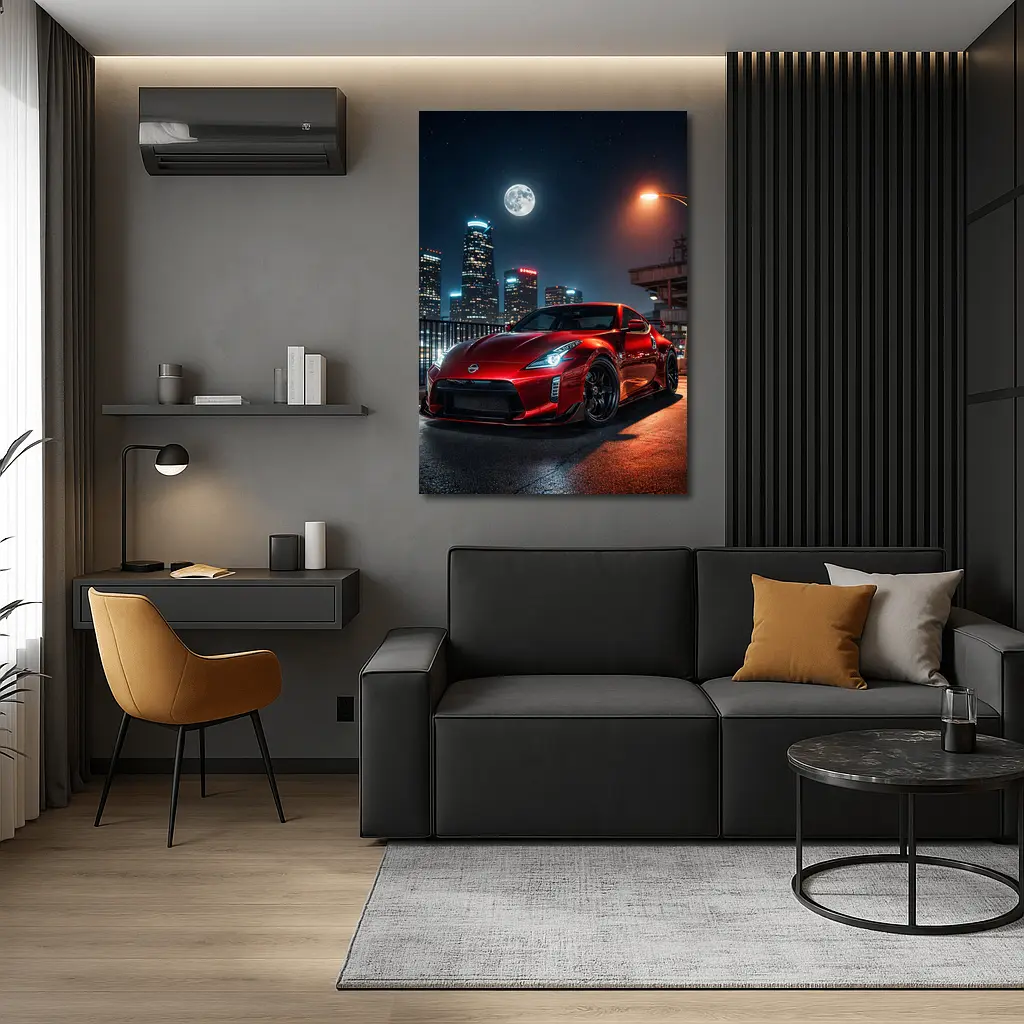 Nissan 370Z Red City Night Skyline – Wall Art
