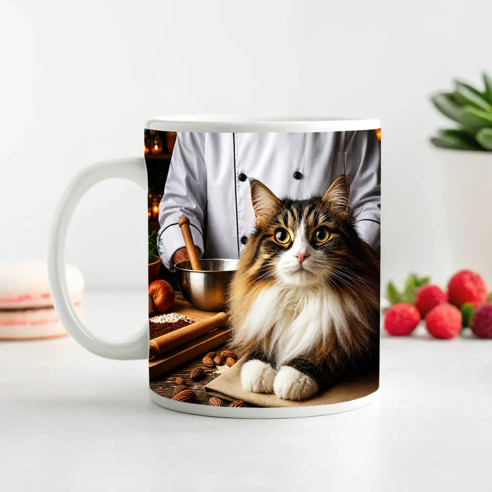 Norwegian Forest Cat Chef Kitchen Scene – Mugs