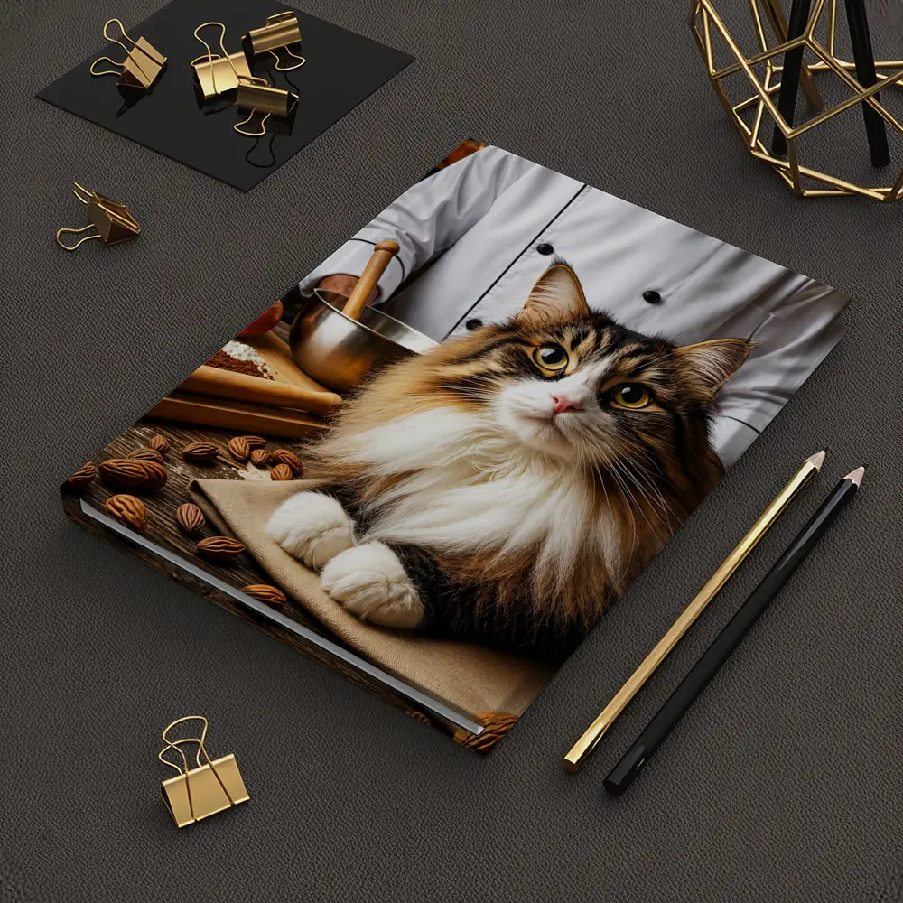 Norwegian Forest Cat Chef Kitchen Scene – Notebooks