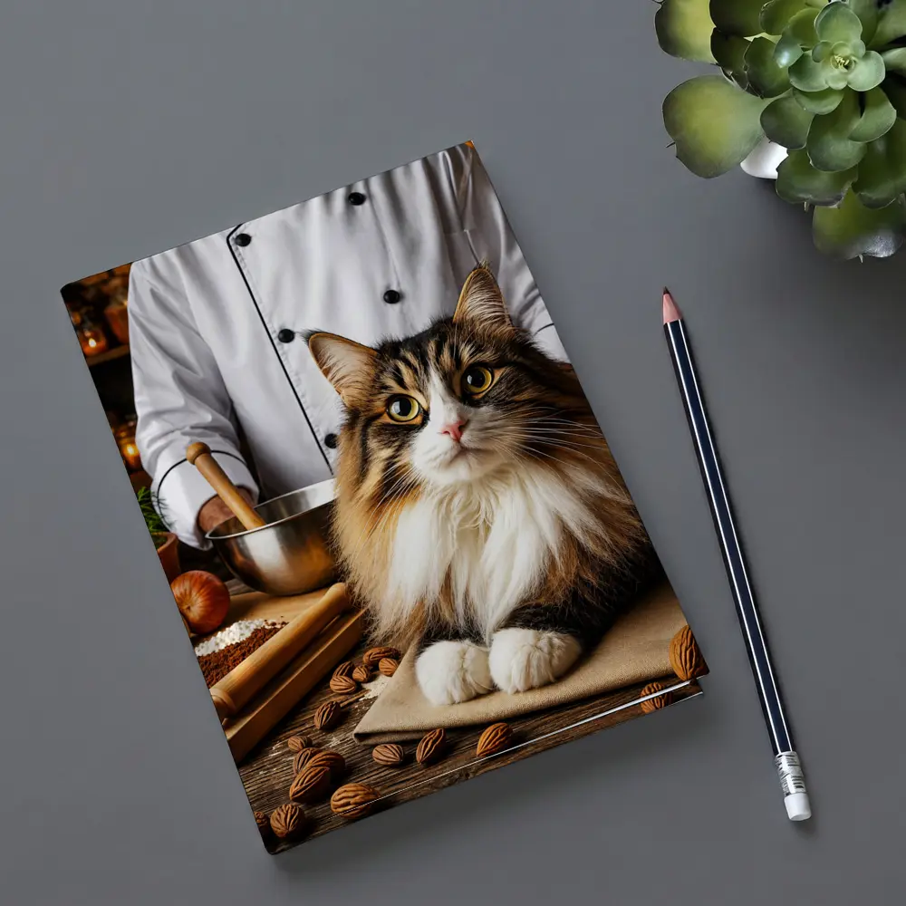 Norwegian Forest Cat Chef Kitchen Scene – Notebooks