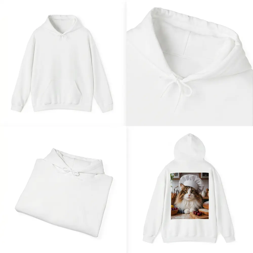 Norwegian Forest Cat Chef Kitchen Baking Scene – Hoodies