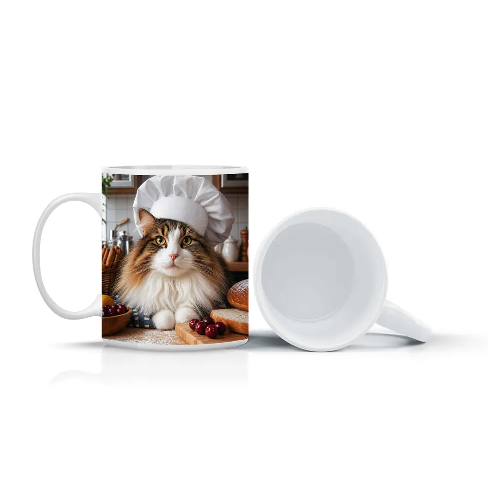 Norwegian Forest Cat Chef Kitchen Baking Scene – Mugs