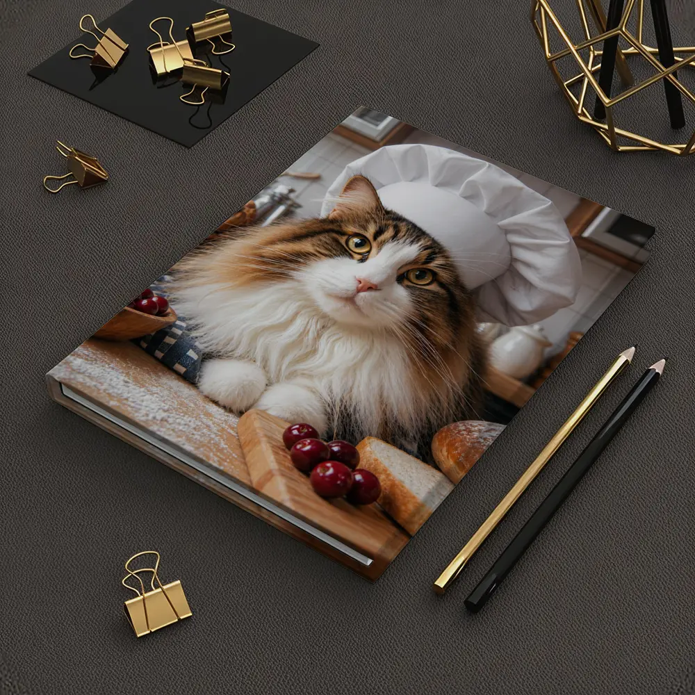Norwegian Forest Cat Chef Kitchen Baking Scene – Notebooks