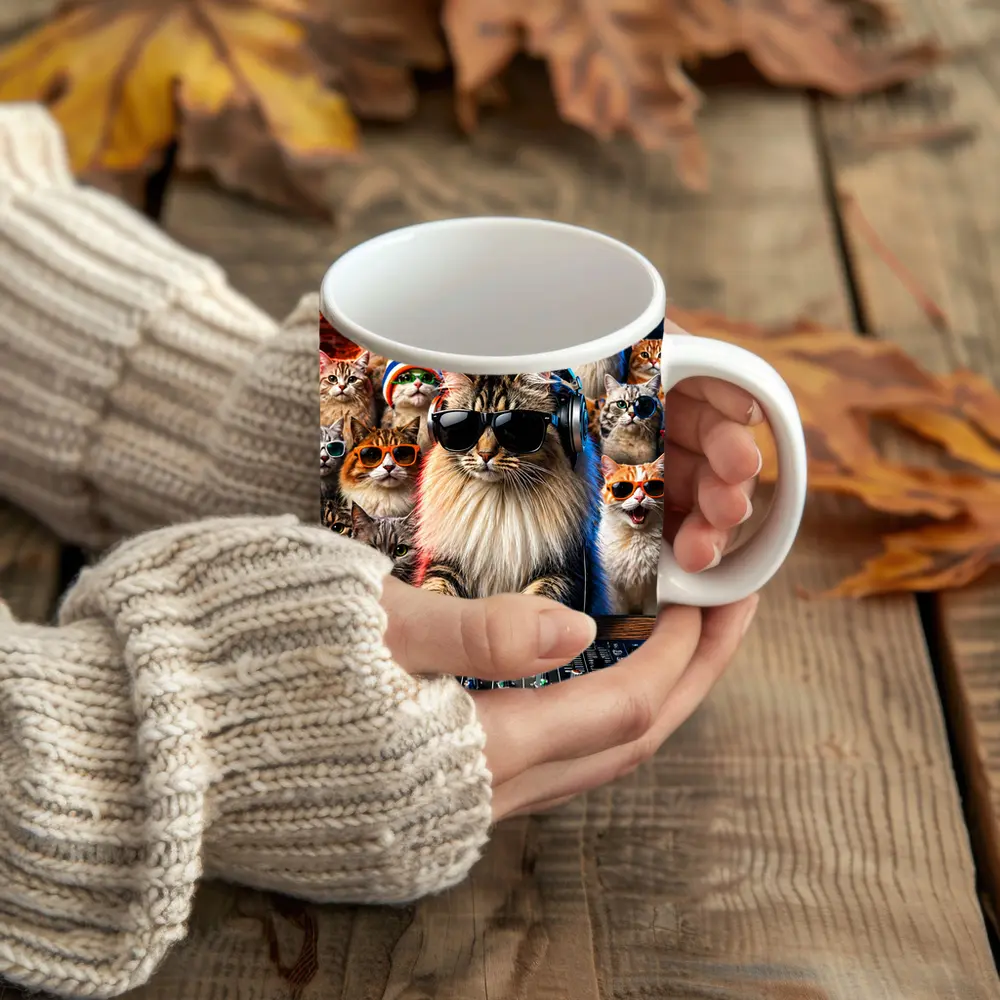Norwegian Forest Cat DJ Nightclub Party Scene – Mugs