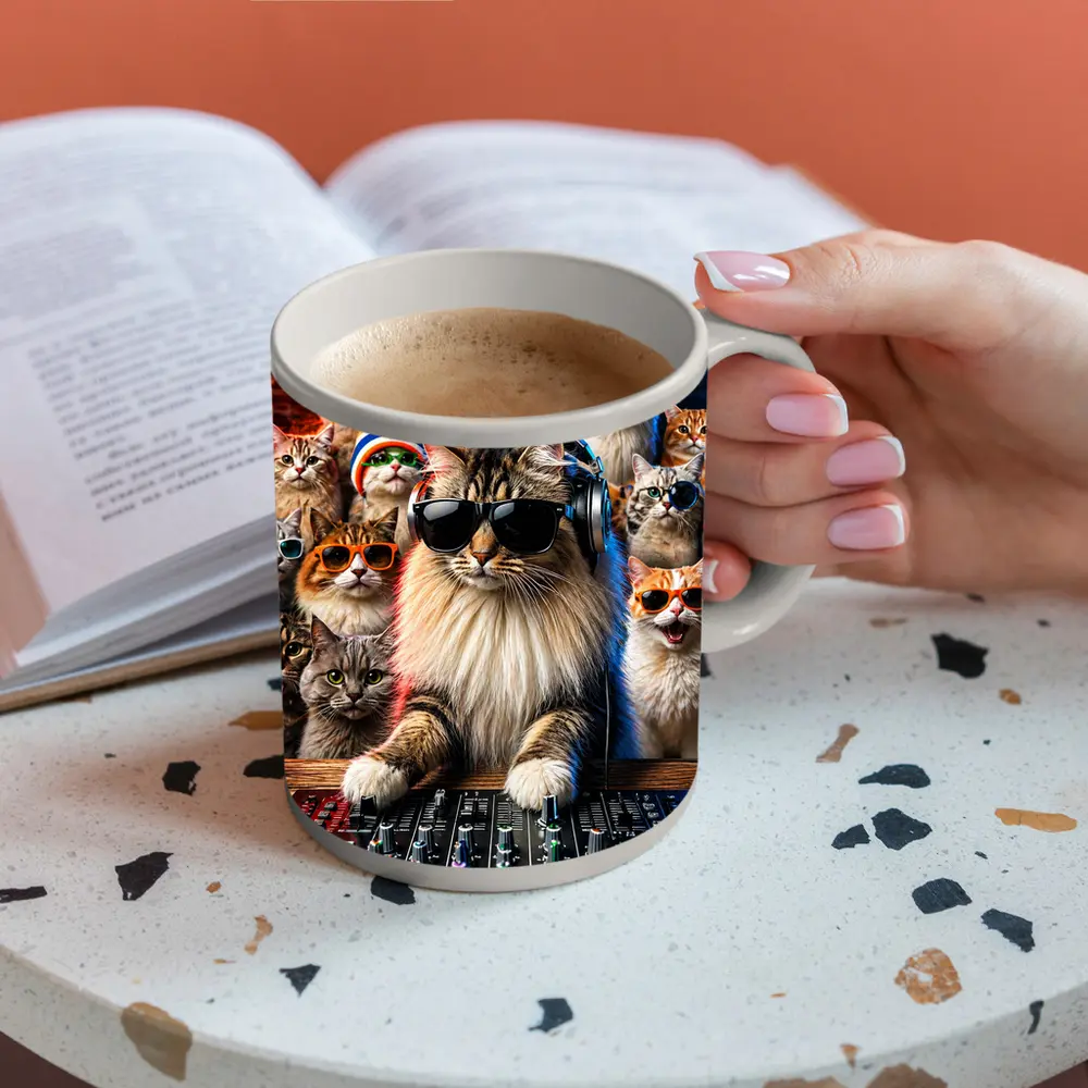 Norwegian Forest Cat DJ Nightclub Party Scene – Mugs