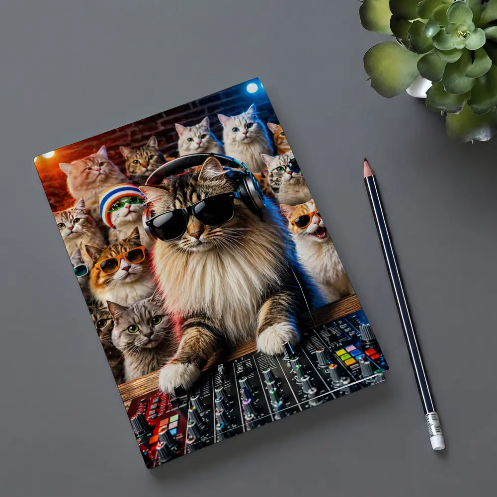 Norwegian Forest Cat DJ Nightclub Party Scene – Notebooks