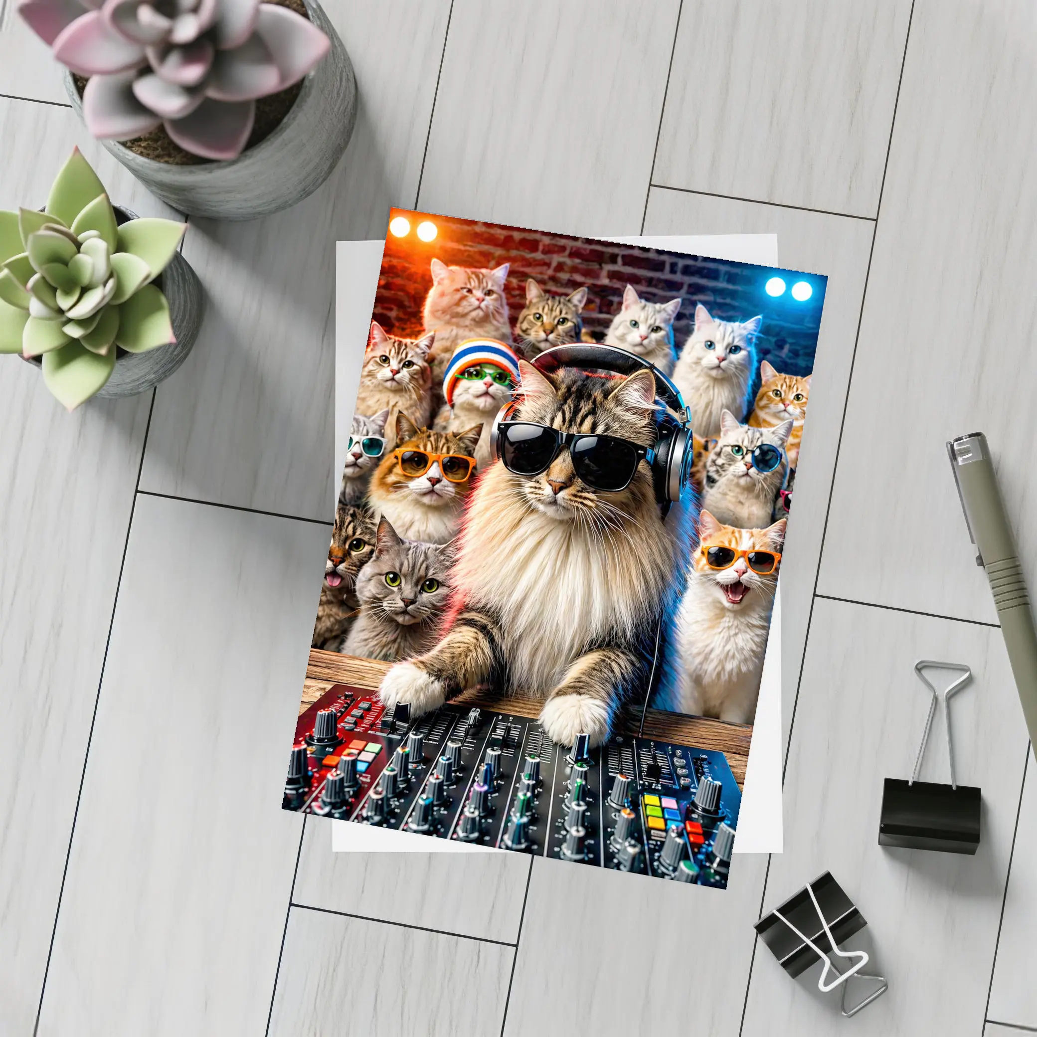 Norwegian Forest Cat DJ Nightclub Party Scene – Postcards