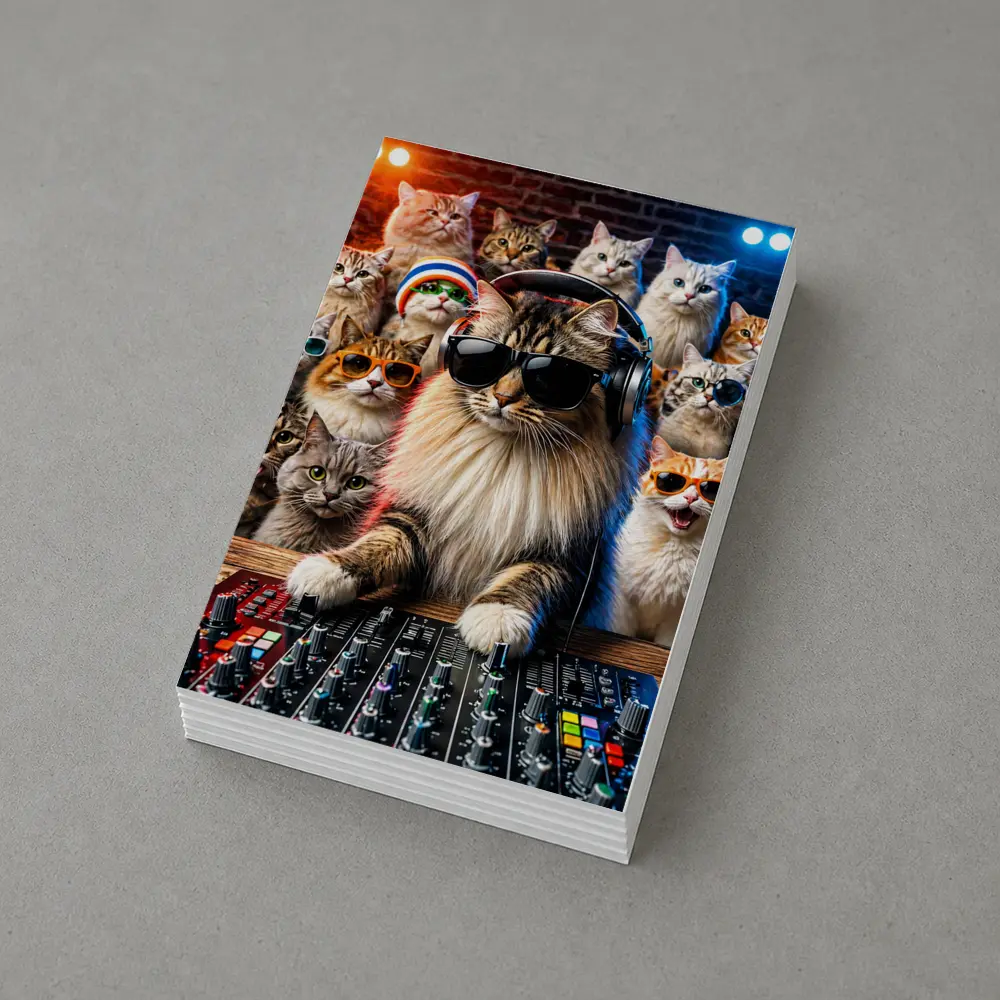Norwegian Forest Cat DJ Nightclub Party Scene – Postcards