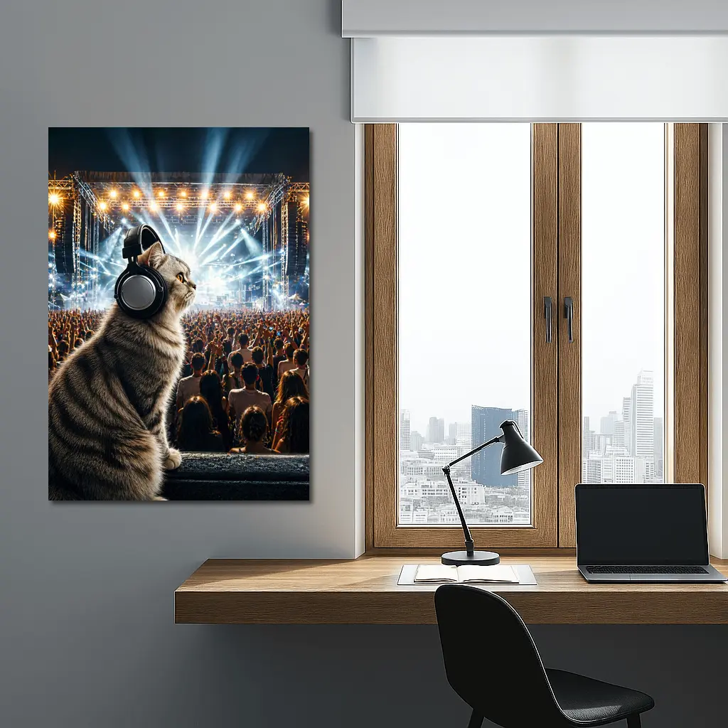 Norwegian Forest Cat At Music Festival Concert – Wall Art