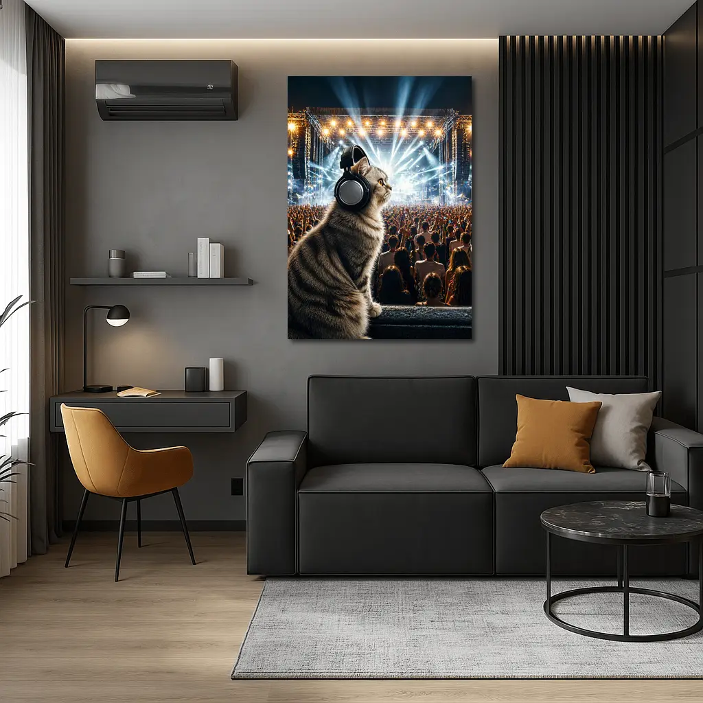Norwegian Forest Cat At Music Festival Concert – Wall Art