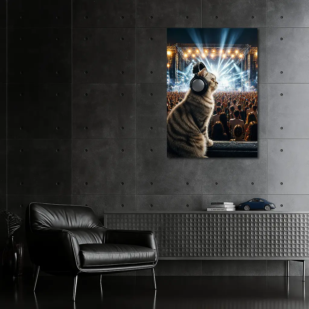 Norwegian Forest Cat At Music Festival Concert – Wall Art