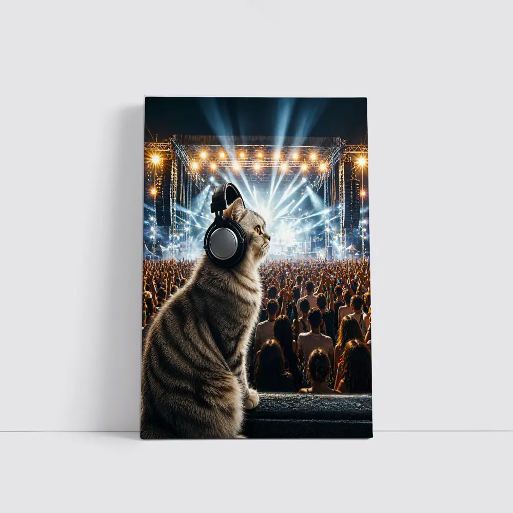 Norwegian Forest Cat At Music Festival Concert – Wall Art