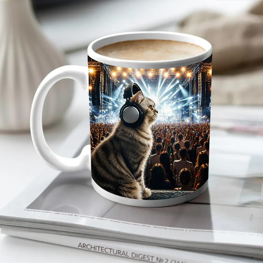Norwegian Forest Cat At Music Festival Concert – Mugs