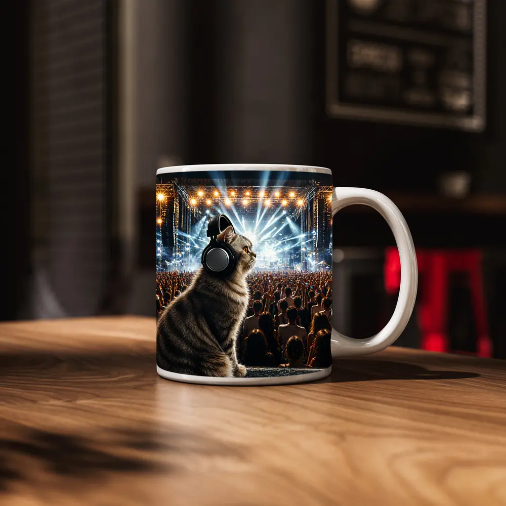 Norwegian Forest Cat At Music Festival Concert – Mugs