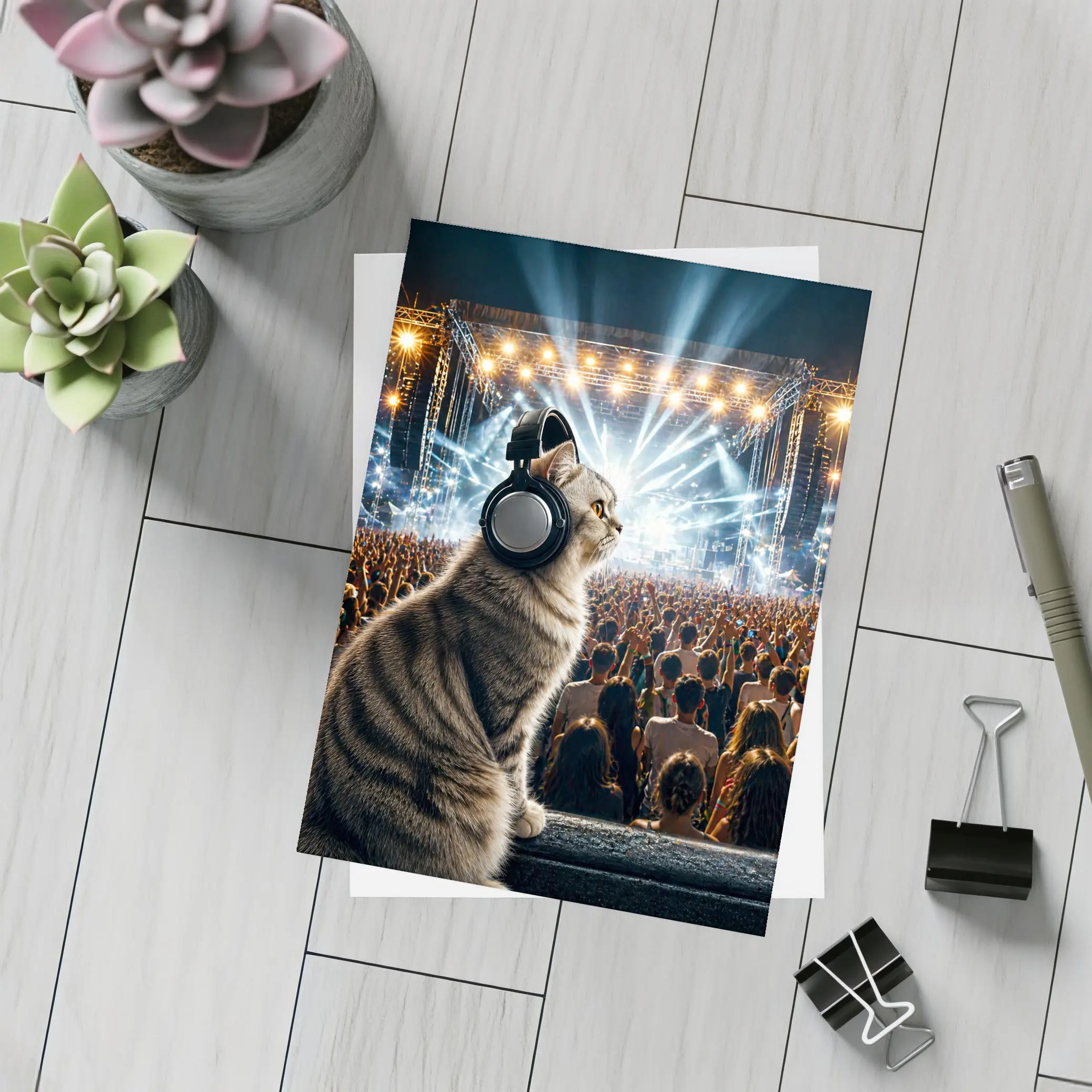 Norwegian Forest Cat At Music Festival Concert – Postcards