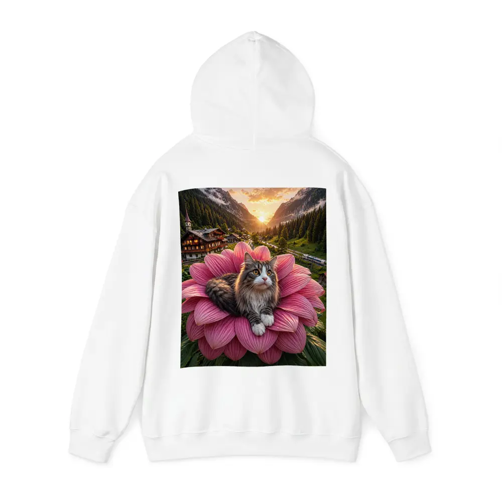 Norwegian Forest Cat on Pink Flower Mountains – Hoodies