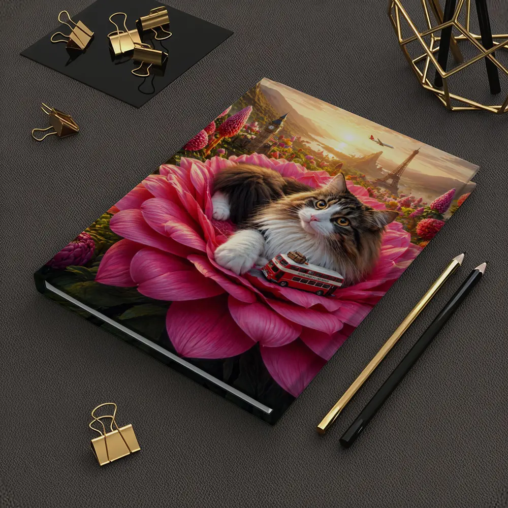 Norwegian Forest Cat Pink Flower London Paris – Notebooks