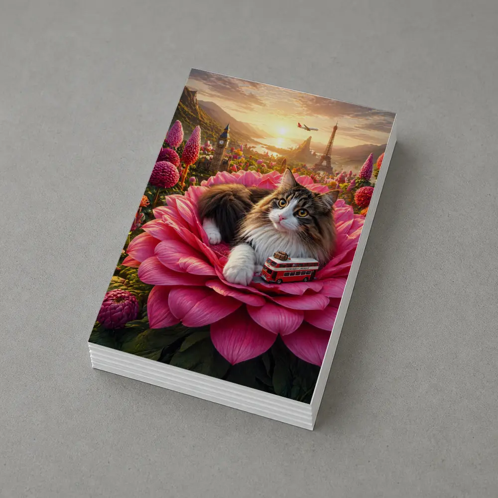 Norwegian Forest Cat Pink Flower London Paris – Postcards
