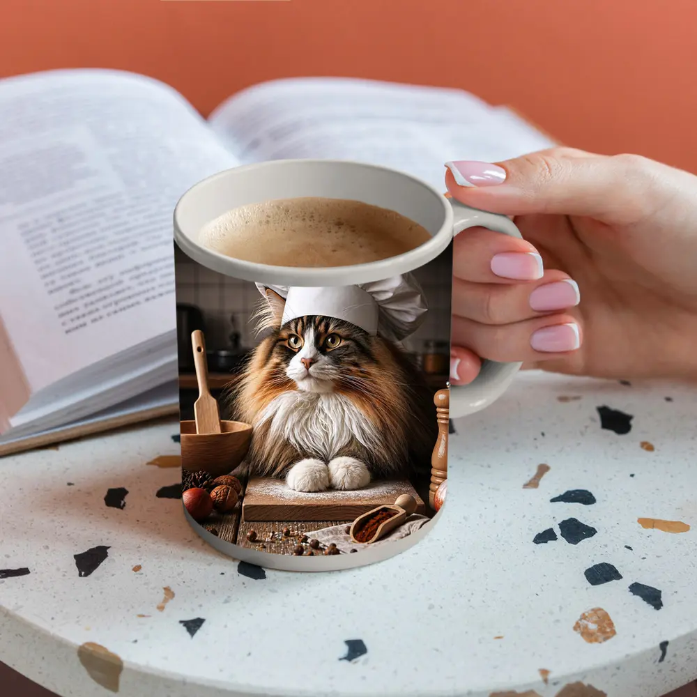 Norwegian Forest Cat Chef Kitchen Portrait – Mugs