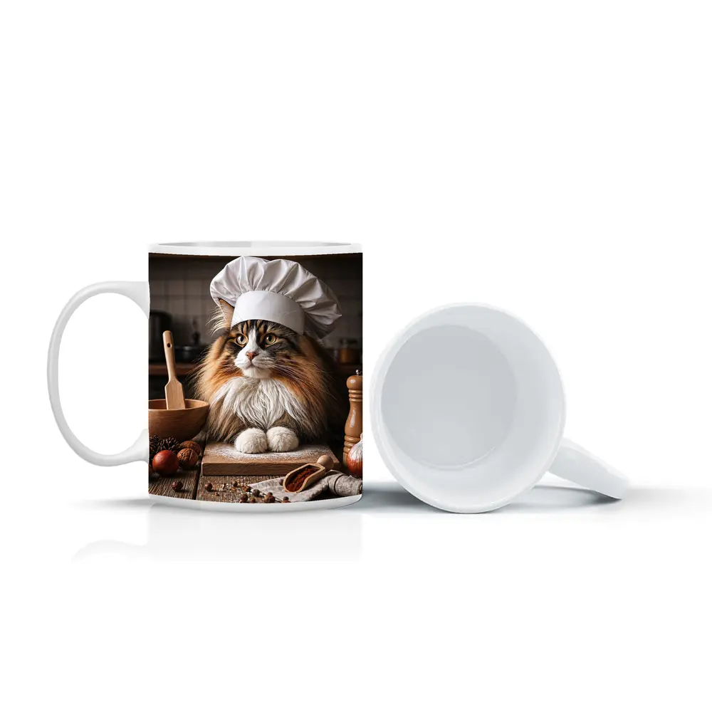 Norwegian Forest Cat Chef Kitchen Portrait – Mugs