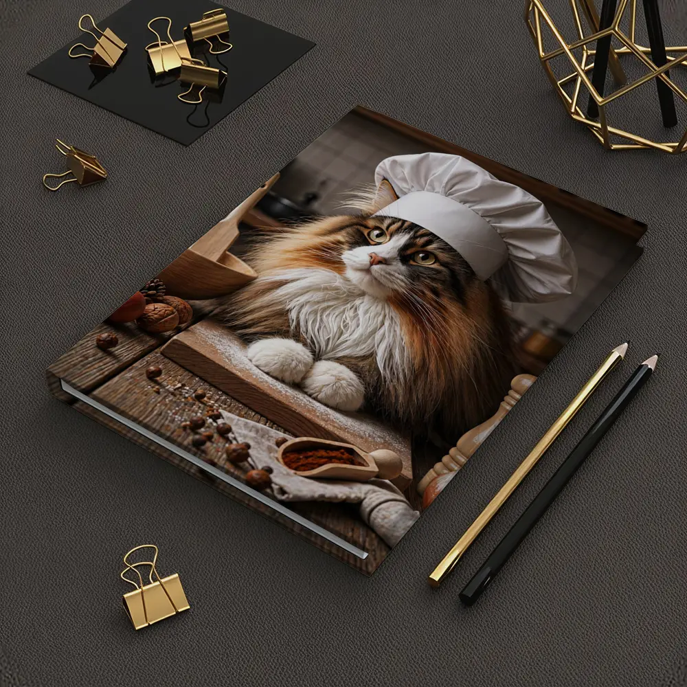 Norwegian Forest Cat Chef Kitchen Portrait – Notebooks