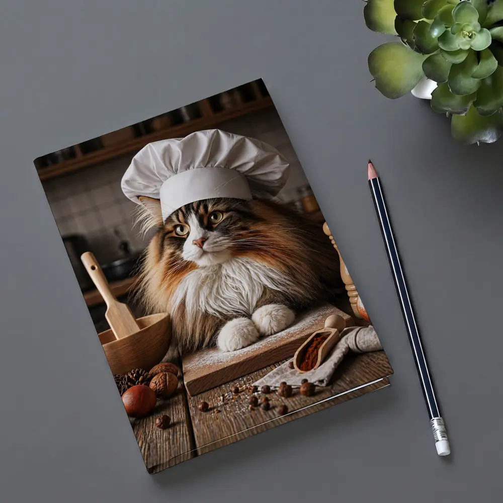 Norwegian Forest Cat Chef Kitchen Portrait – Notebooks