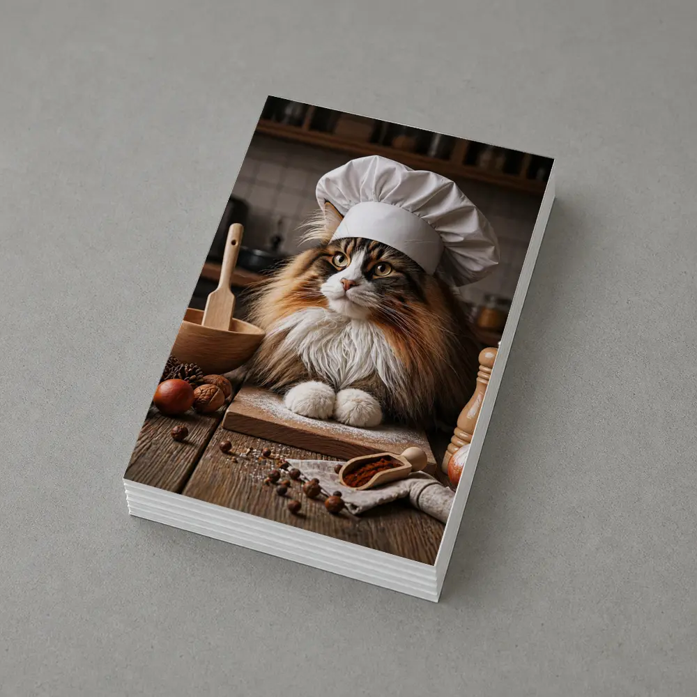 Norwegian Forest Cat Chef Kitchen Portrait – Postcards