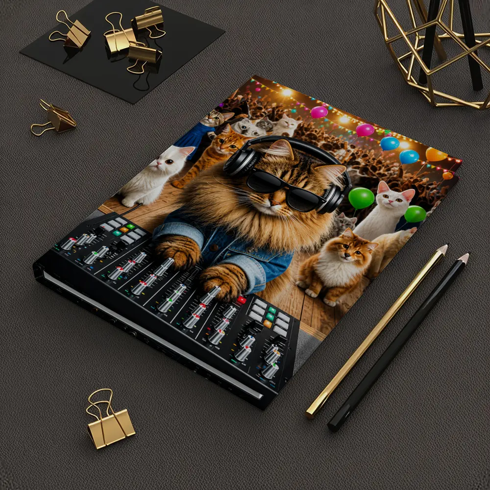 Norwegian Forest DJ Cat Party Crowd – Notebooks