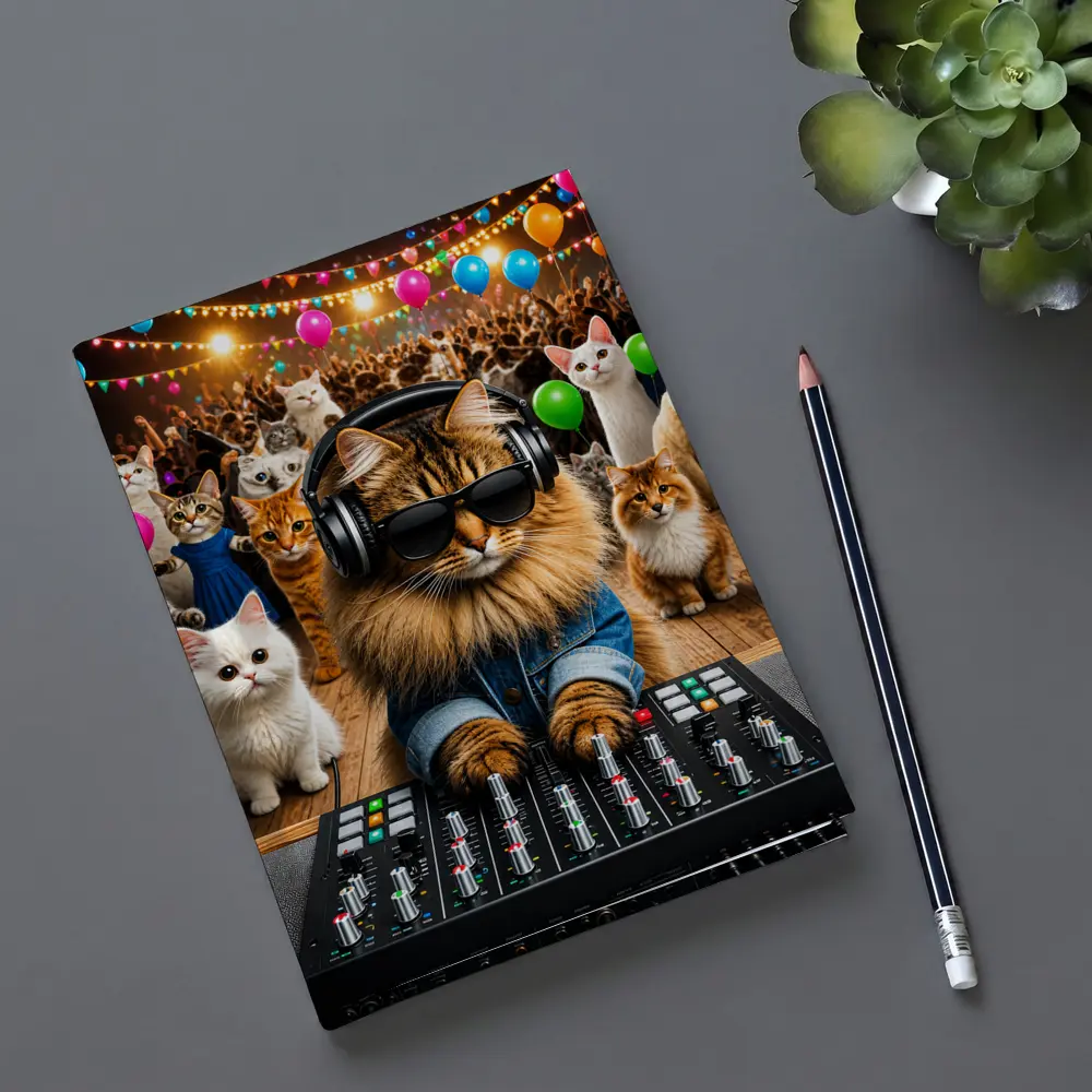 Norwegian Forest DJ Cat Party Crowd – Notebooks