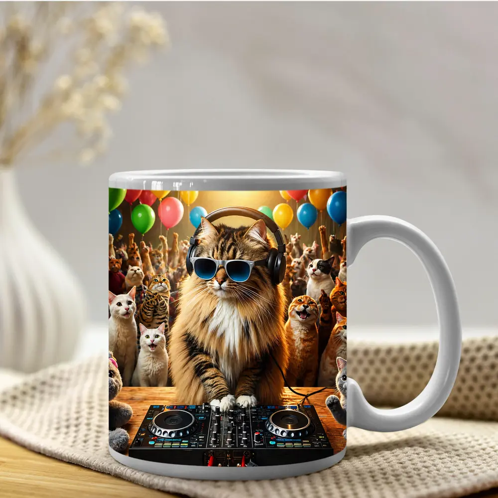 Norwegian Forest Cat DJ Party Balloons – Mugs