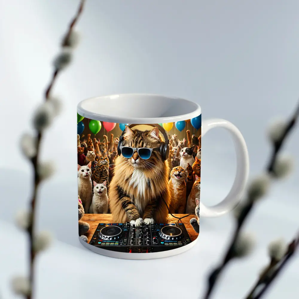 Norwegian Forest Cat DJ Party Balloons – Mugs
