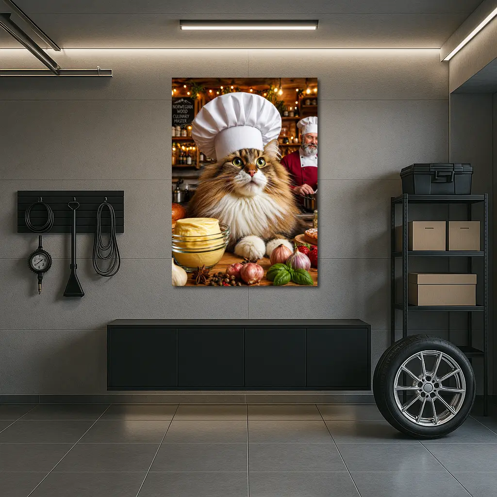 Norwegian Forest Cat Chef Cozy Kitchen – Wall Art
