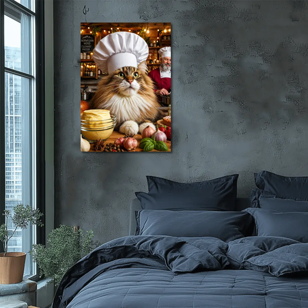 Norwegian Forest Cat Chef Cozy Kitchen – Wall Art