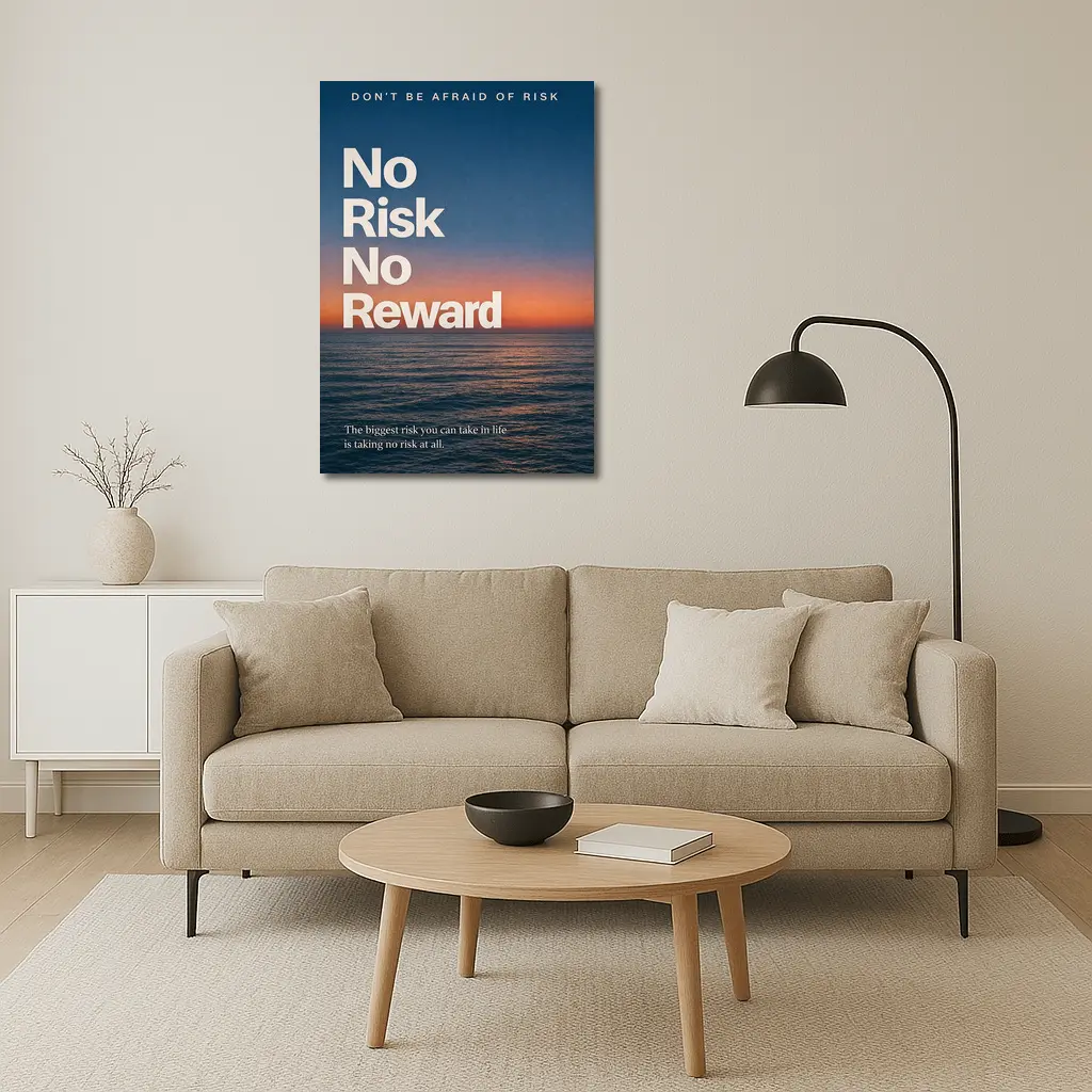 No Risk No Reward Ocean Sunset Quote – Wall Art