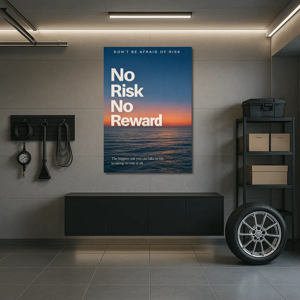 No Risk No Reward Ocean Sunset Quote – Wall Art