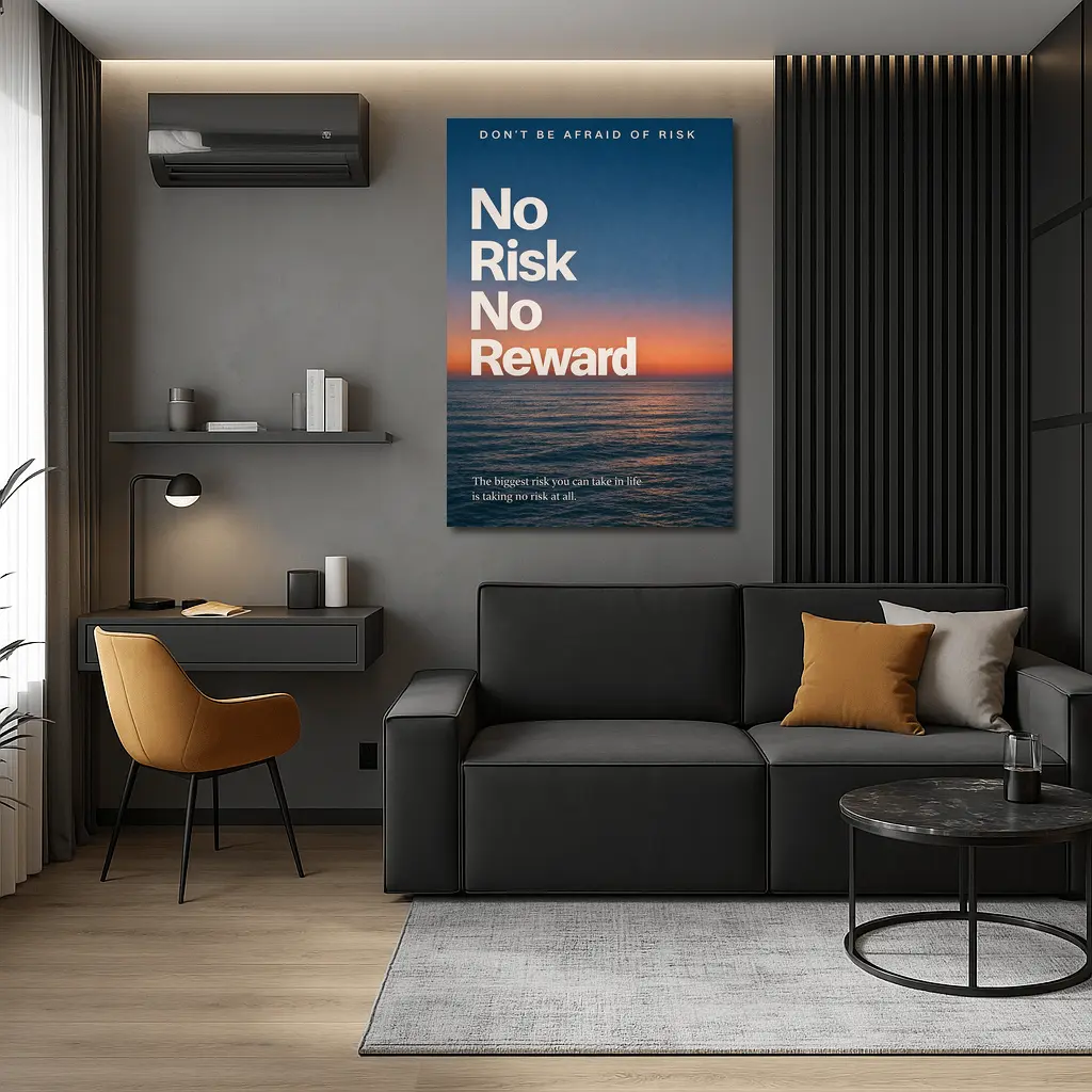 No Risk No Reward Ocean Sunset Quote – Wall Art