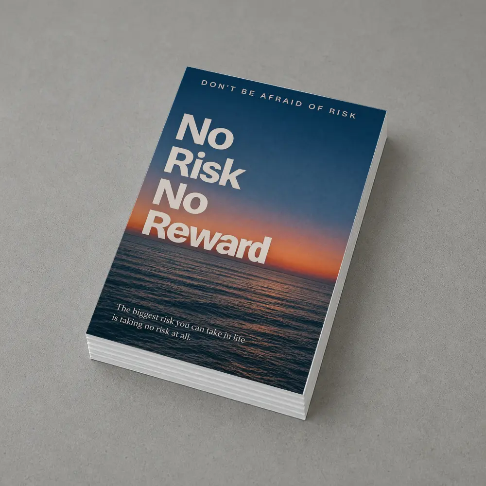 No Risk No Reward Ocean Sunset Quote – Postcards