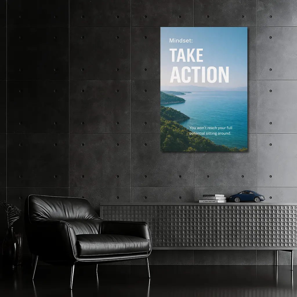 Take Action Mindset Quote Coastal Ocean View – Wall Art