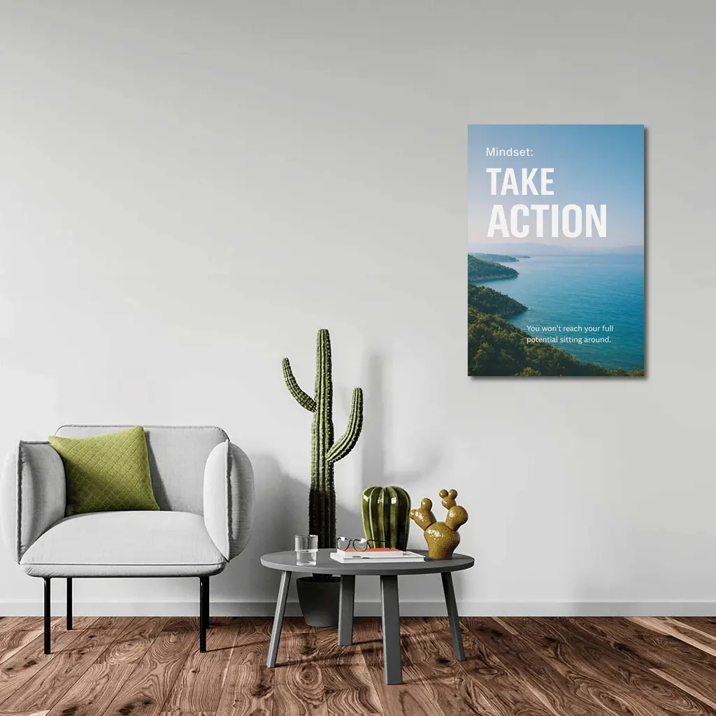 Take Action Mindset Quote Coastal Ocean View – Wall Art
