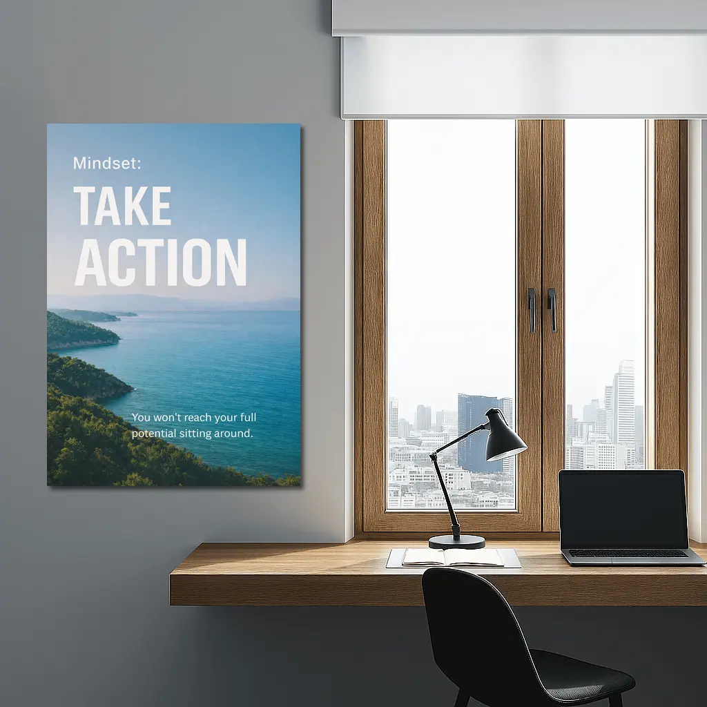 Take Action Mindset Quote Coastal Ocean View – Wall Art
