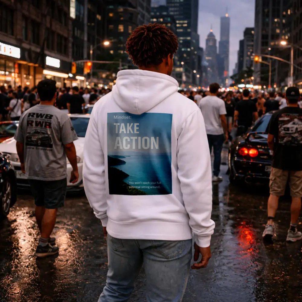 Take Action Mindset Quote Coastal Ocean View – Hoodies