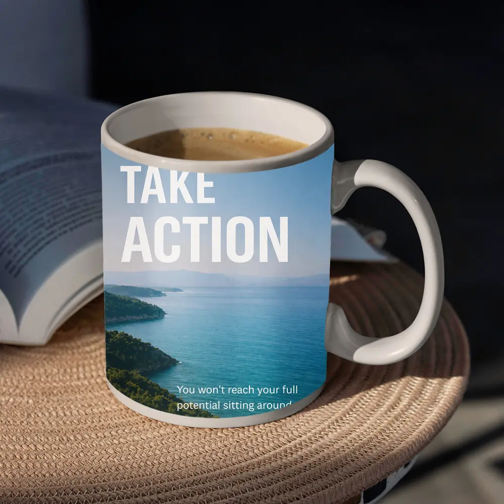 Take Action Mindset Quote Coastal Ocean View – Mugs