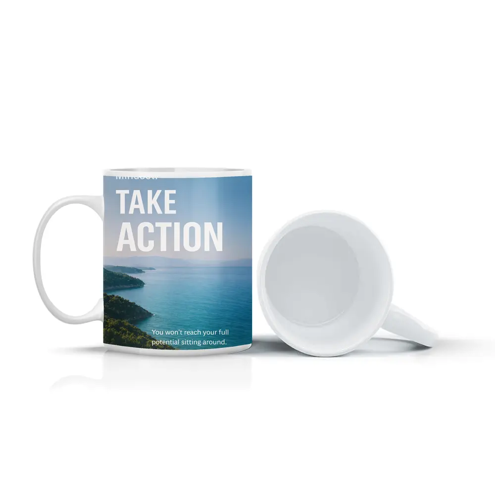Take Action Mindset Quote Coastal Ocean View – Mugs