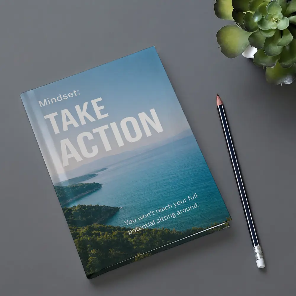 Take Action Mindset Quote Coastal Ocean View – Notebooks