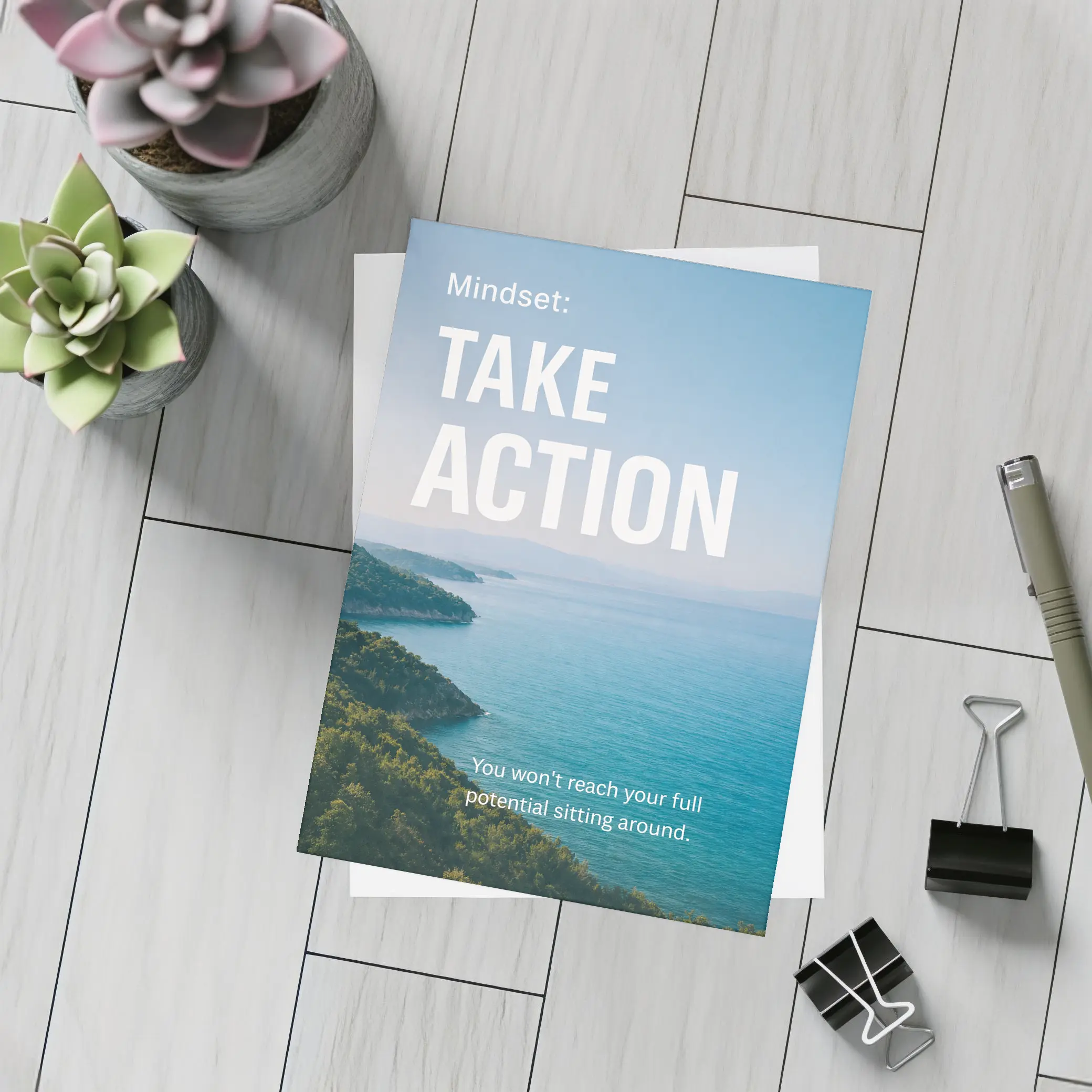Take Action Mindset Quote Coastal Ocean View – Postcards