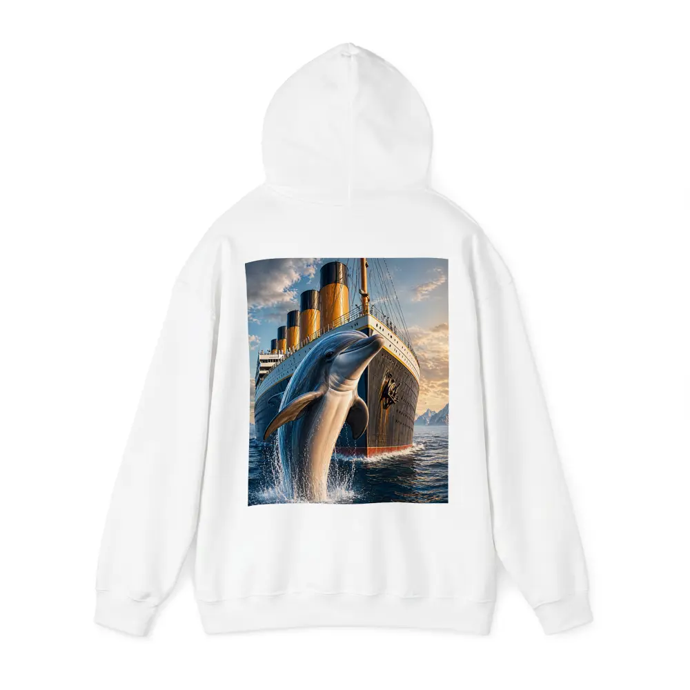 Dolphin Leaping Beside Ocean Liner Ship – Hoodies