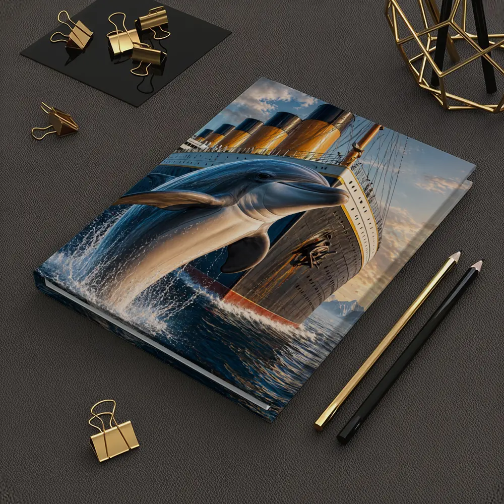 Dolphin Leaping Beside Ocean Liner Ship – Notebooks