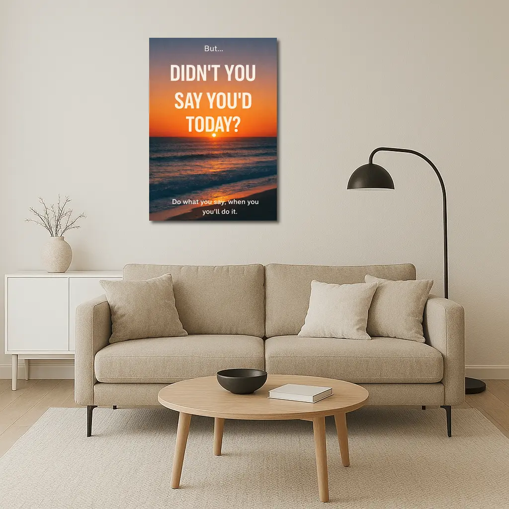 Discipline Quote Sunset Ocean Beach Art – Wall Art