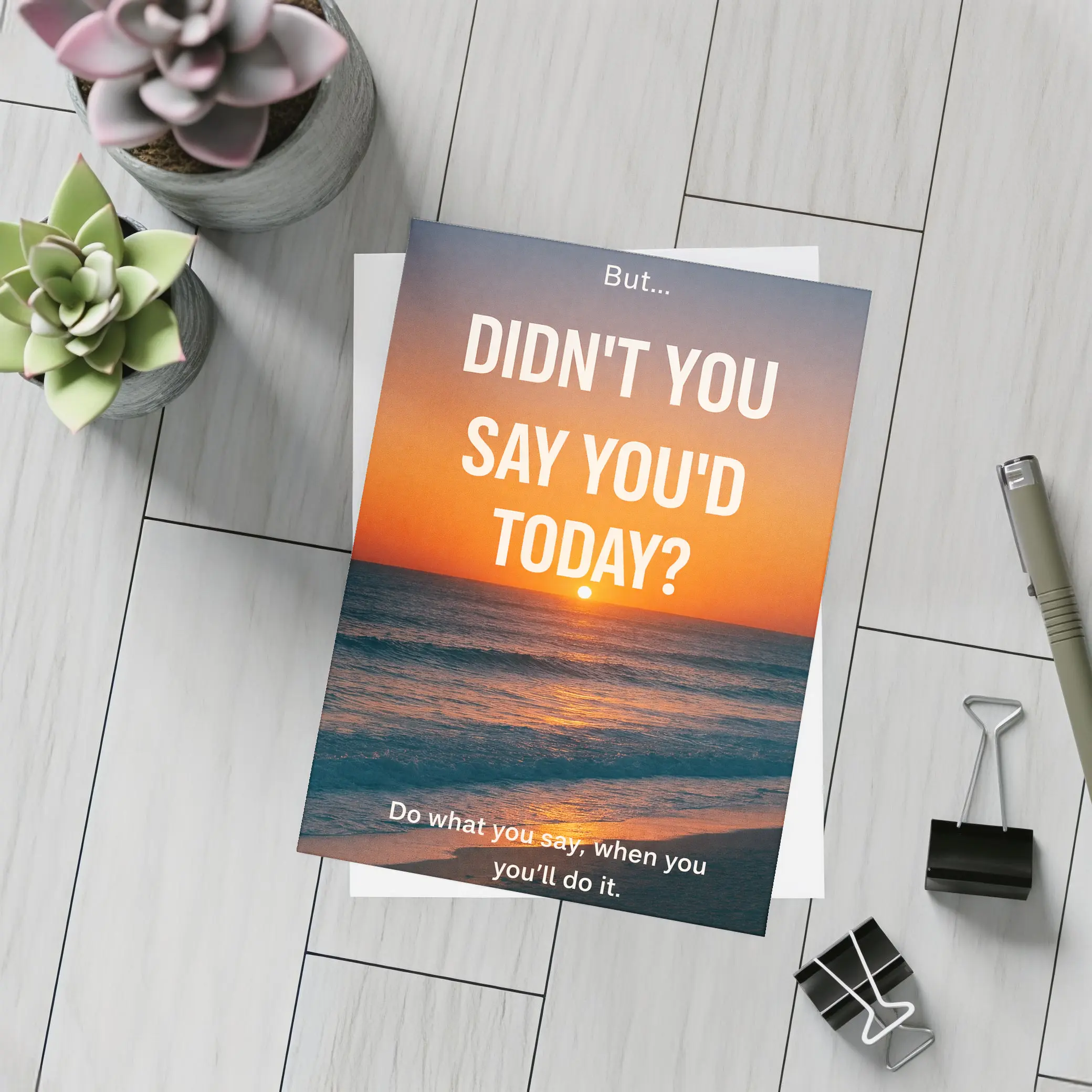 Discipline Quote Sunset Ocean Beach Art – Postcards