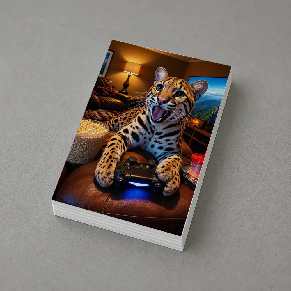 Ocelot Gaming Controller Cozy Living Room – Postcards